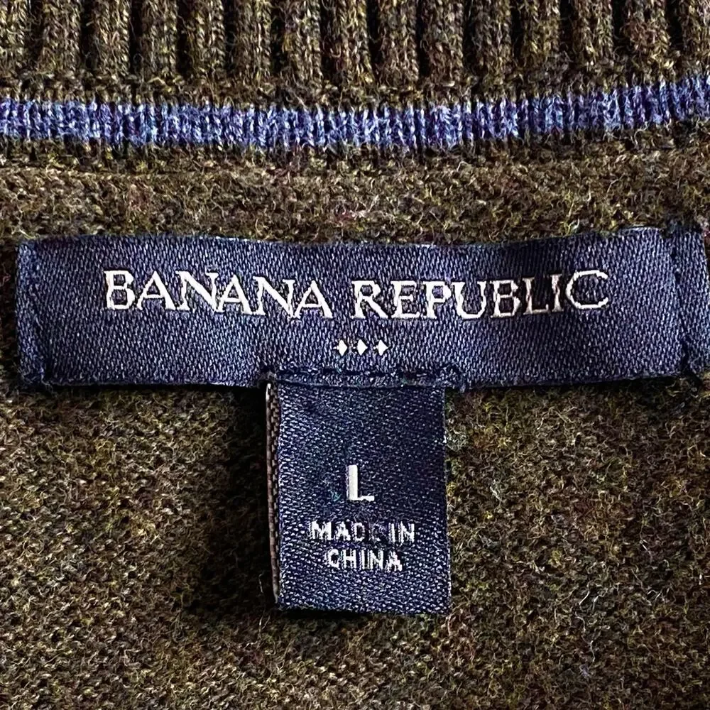 Banana Republic Shawl Collar Sweater Green Button Pullover Large Cabin Gorpcore